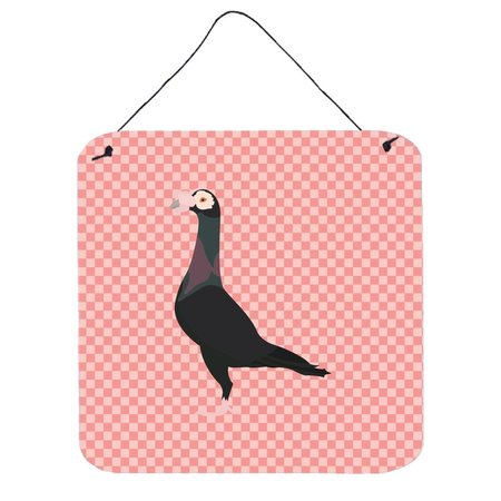 MICASA English Carrier Pigeon Pink Check Wall or Door Hanging Prints6 x 6 in. MI234168